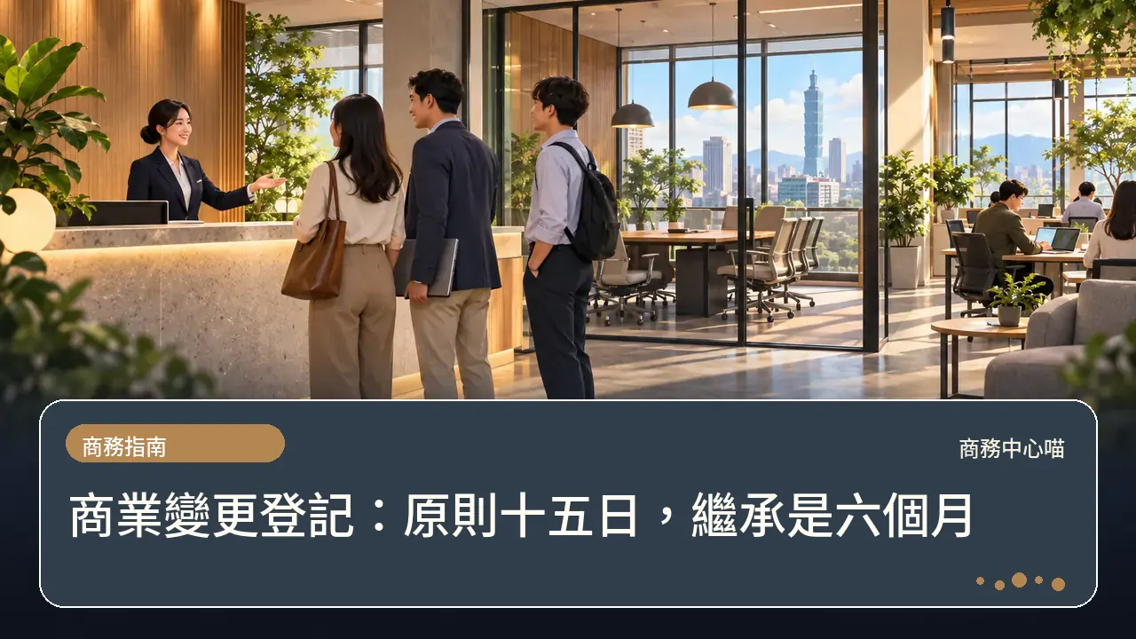 商業變更登記：原則十五日，繼承是六個月主題插畫