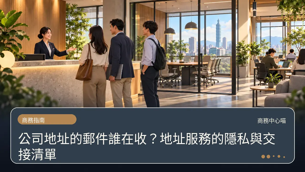 公司地址的郵件誰在收？地址服務的隱私與交接清單主題插畫